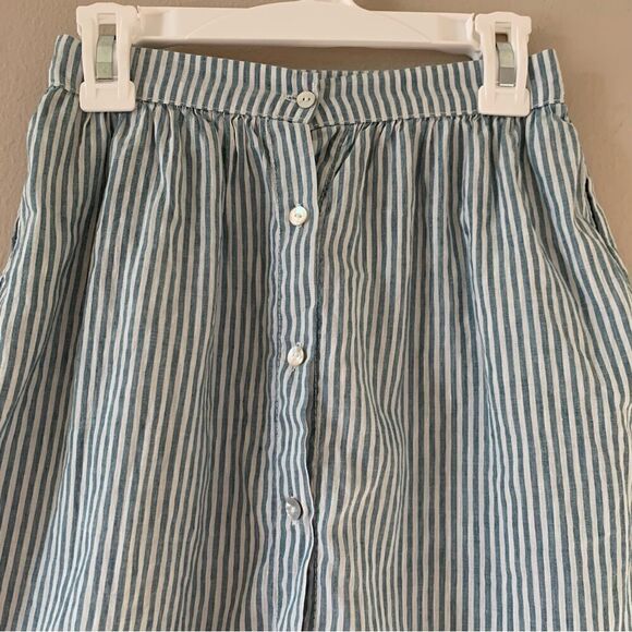 Tocoto Vintage Linen Blend Striped Skirt - Picture 3 of 8